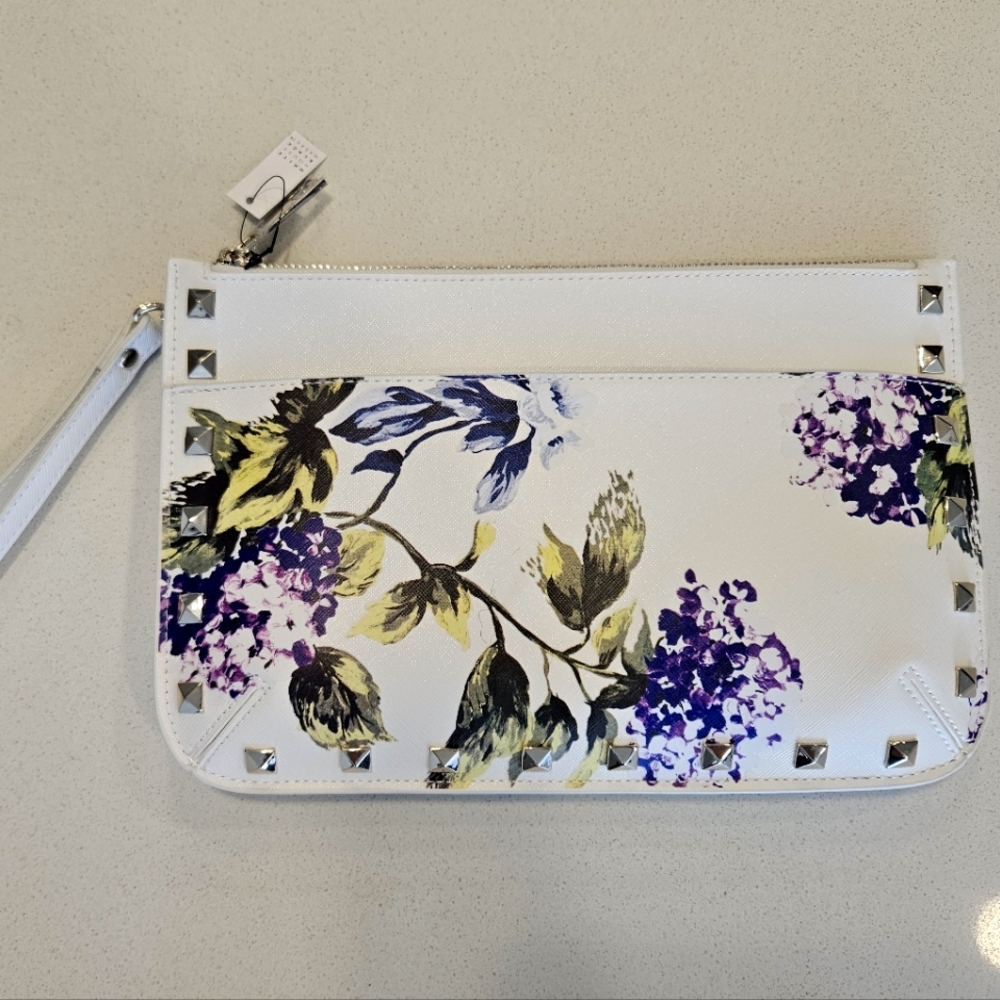 WHBM white leather clutch